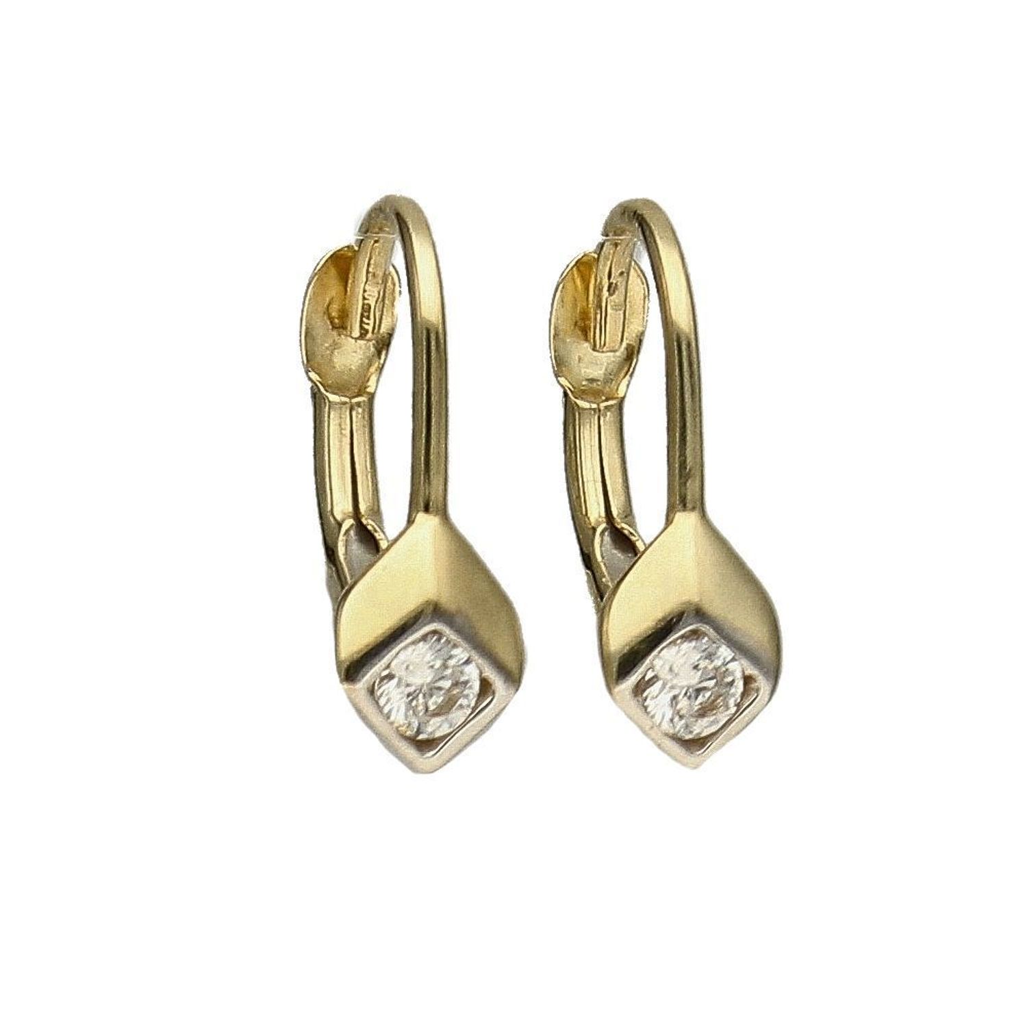 Złote kolczyki dla dziewczynki wiszące cyrkonię KL 3383.jpg